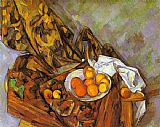 Still Life with Flower Curtain and Fruit by Paul Cezanne